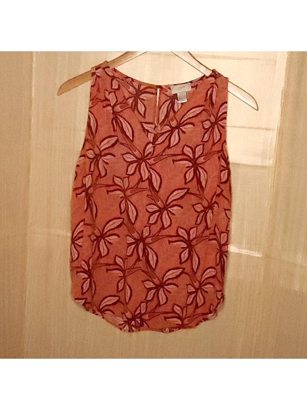 Loft Pink Floral Sleeveless Tropical Flowy Top Large